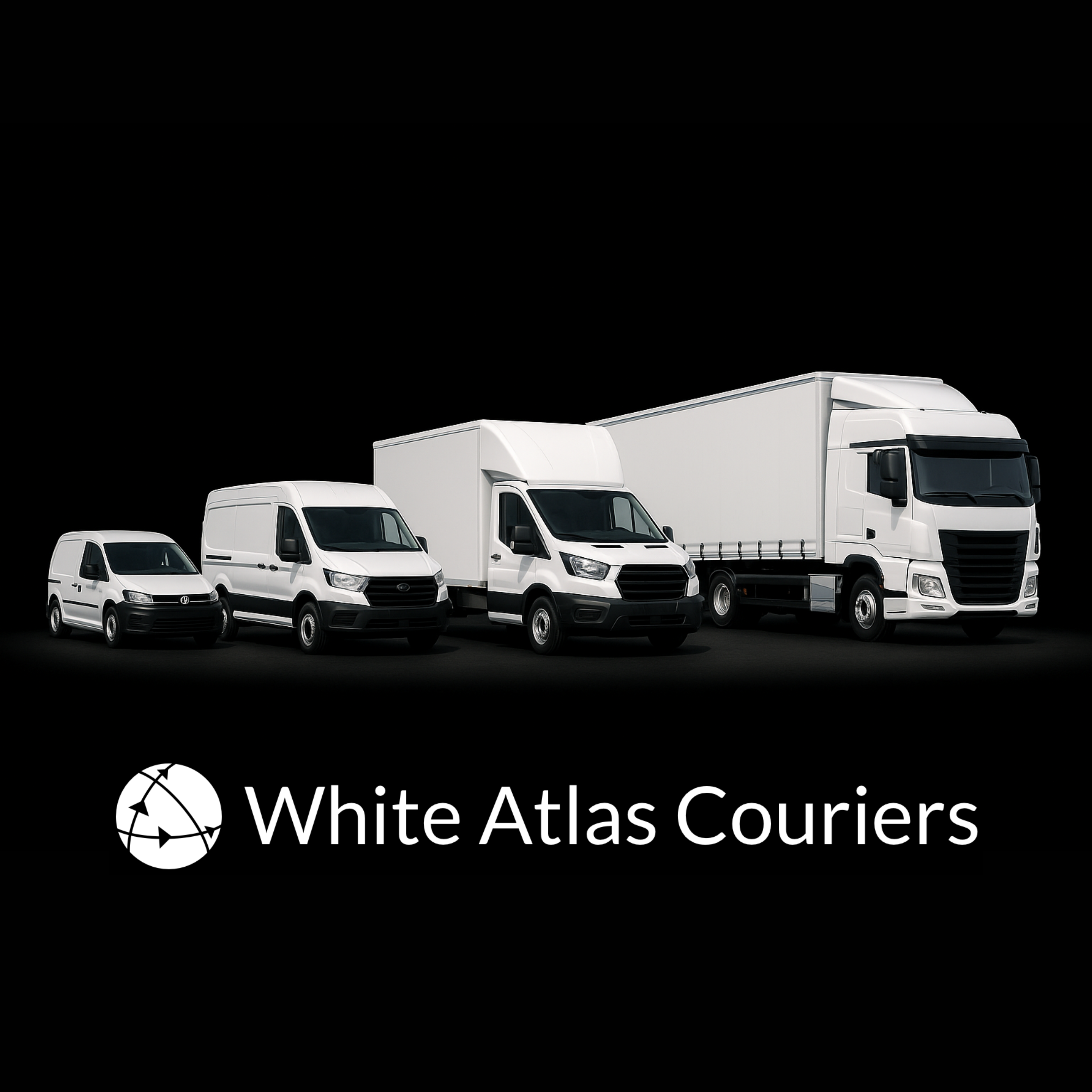 White Atlas Couriers vans providing same-day courier services across the UK