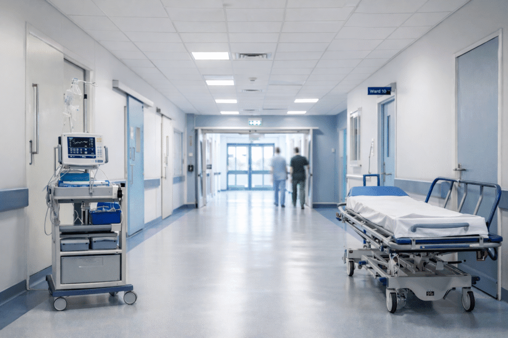 Hospital courier providing inter-hospital transfers and medical logistics for NHS
